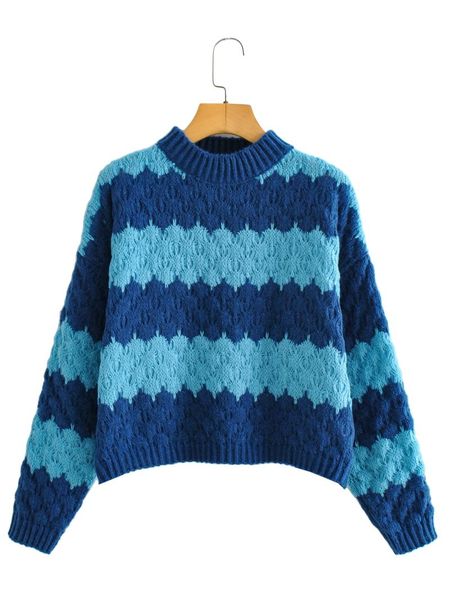 

women's sweaters jcÂ·kilig 2021 thick needle crochet color contrast stripe sweater y3042, White;black