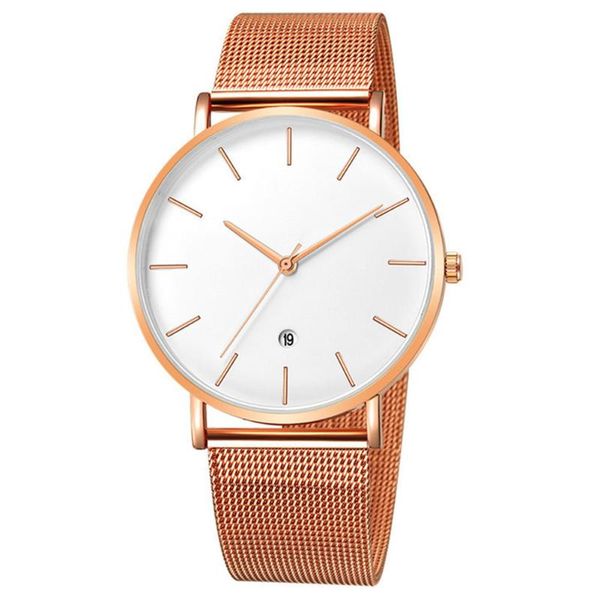 

wristwatches men accurate wrist watch casual quartz students durable round easy clean fashion mesh belt with digital calendar practical, Slivery;brown