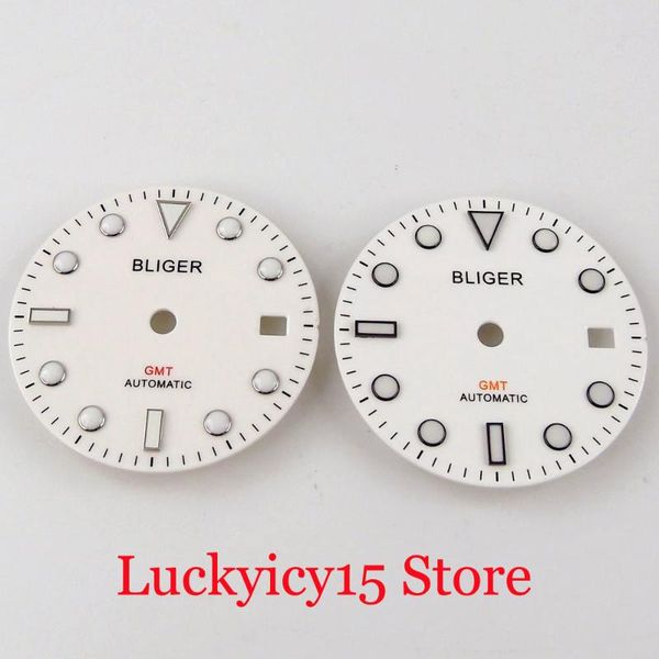 

repair tools & kits white 31.3mm automatic watch dial fit gmt mingzhu 3804 movement luminoous marks