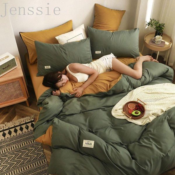 

bedding sets skin-friendly frosted solid color duvet cover luxury dormitory household four-piece bed sheet single double supplies set