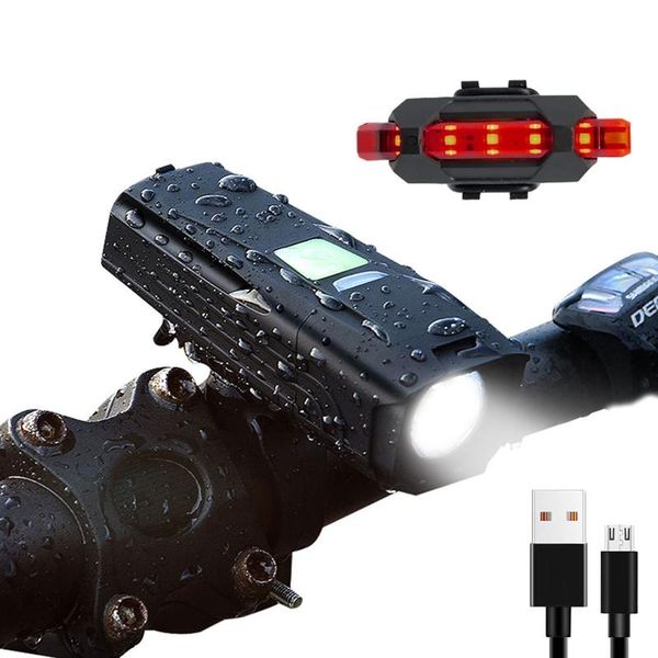 

bike lights light rainproof usb rechargeable 5 modes waterproof bicycle set front and back