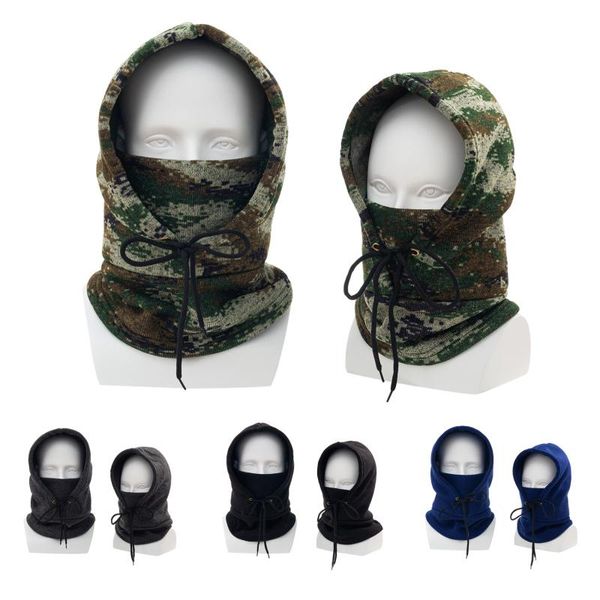 

winter thermal fleece ski mask snowboard hood full face cover scarfs outdoor balaclava windproof cycling headgear caps & masks, Black