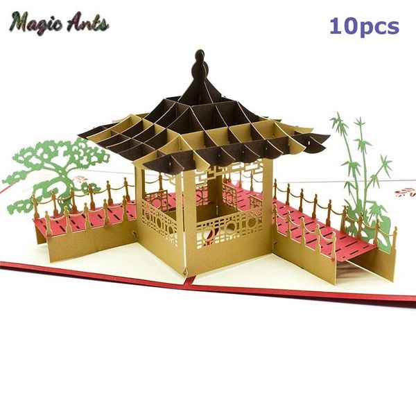 

greeting cards 10 pack wholesale vintage building -up card birthday with envelope sticker laser cut invitation kirigami gift