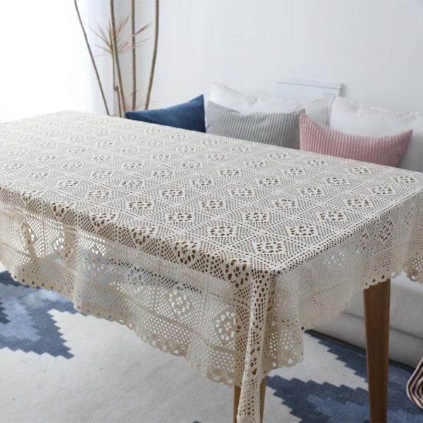 

retail 1 pcs hollow decorative table cloth lace tablecloth rectangular tablecloths dining cover ,140x160cm,beige