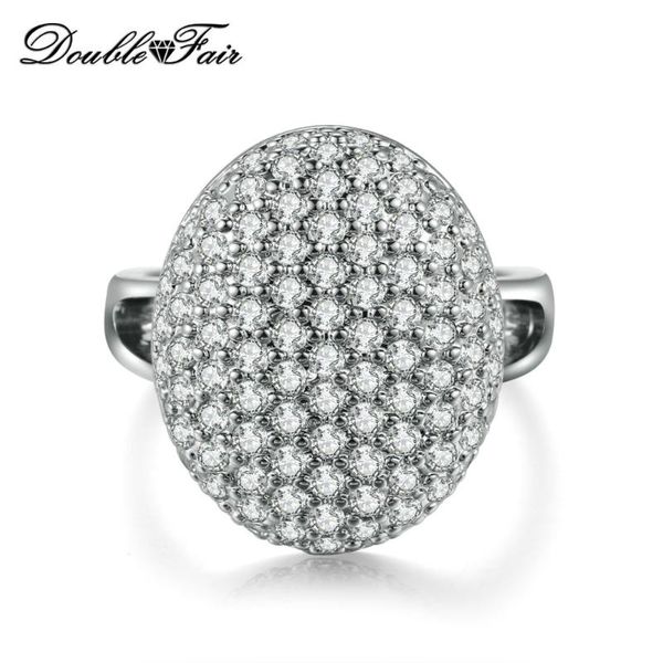 

wedding rings double fair brand bridal oval ring silver color cubic zirconia fashion jewelry for women anel aneis dfr535, Slivery;golden