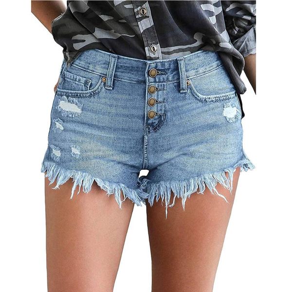 

women's shorts women summer 2021 hole high waist jeans burrs female build a word torn wide-legged short pants drop, White;black