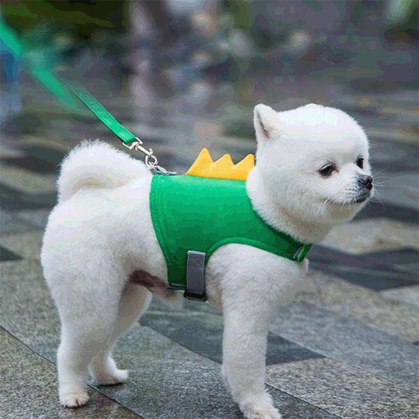 

dog collars & leashes vest traction rope spring and summer mesh breathable cute cartoon chest strap cat walking leash pet supplies