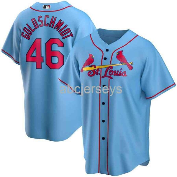 

paul goldschmidt #46 light blue aop baseball jersey xs-6xl, Black