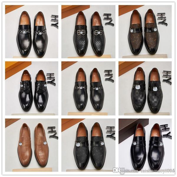 

a4 luxury new formal shoe man leather office shoes men classic brown designer dress loafers mens elegant shoes chaussure hommesize 38-45, Black