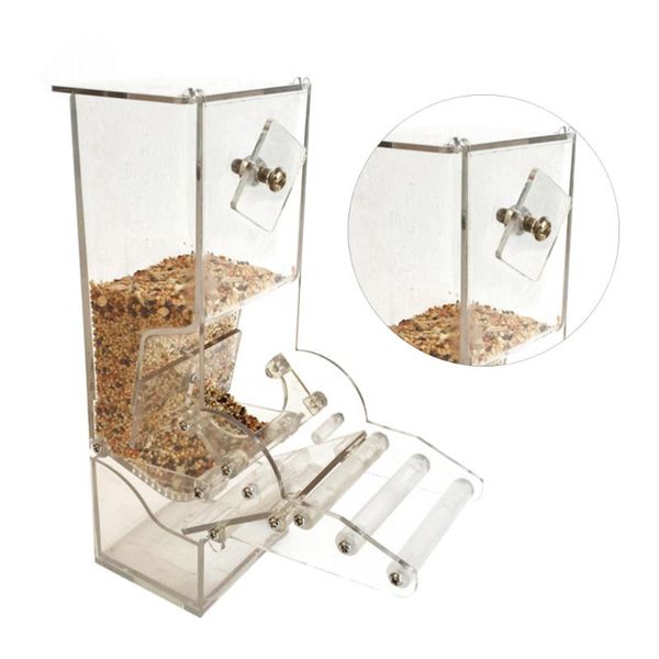 

acrylic parrot feeding case automatical bird feeder box cage accessory nose clip