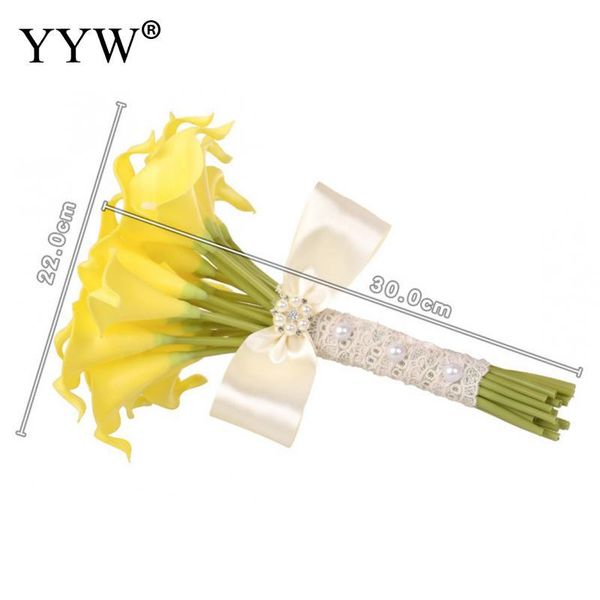 

1set yellow fake flower for bridesmaids bridal wedding calla lily artificial flowers bouquet party supplies home decor decorative & wreaths