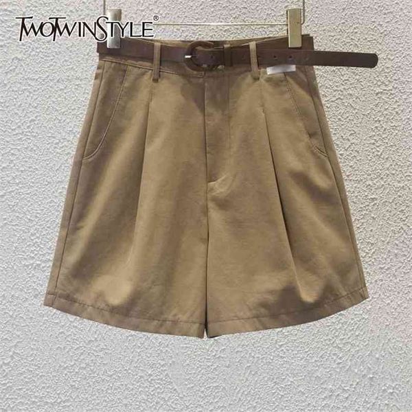 

black casual shorts for women high waist solid pleated minimalist short pants females summer fashion clothing 210521, White;black