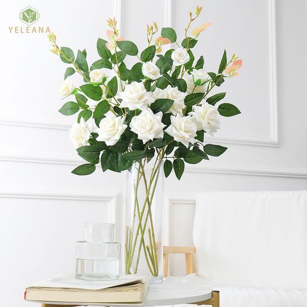 

decorative flowers & wreaths rose artificial non-woven fabrics fabric flower branch wedding pink decoration home love gift vale