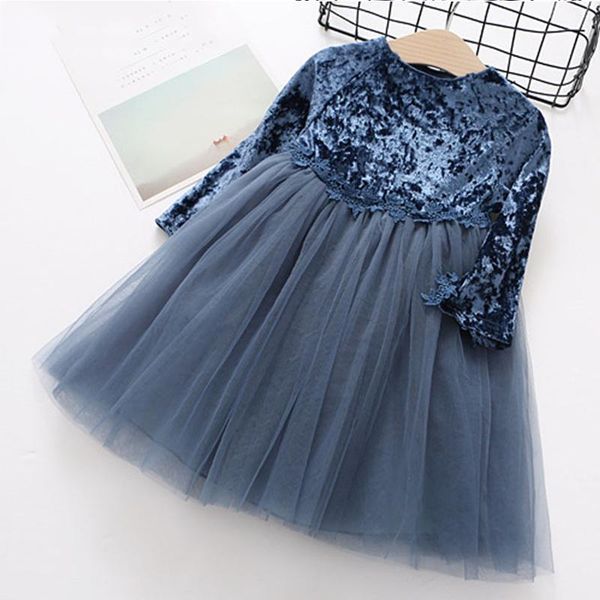 

girl's dresses little girls spring dress 2021 toddler lace patchwork long sleeve children princess clothing flowered pageant gowns even, Red;yellow