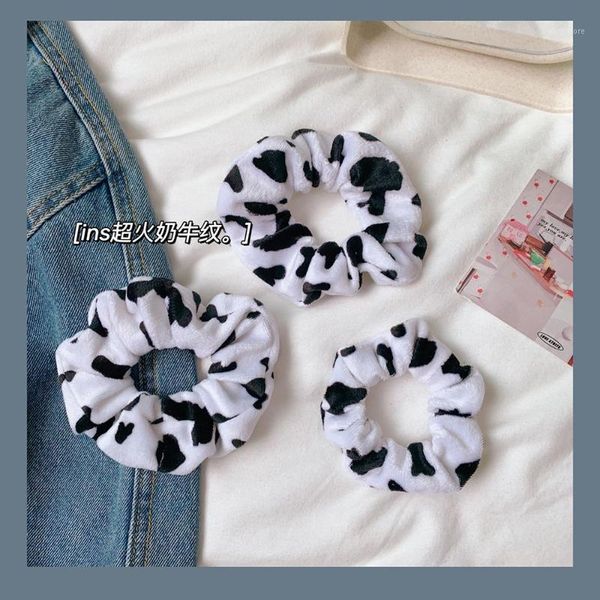 

wholesale women winter woolen hair bands cow pattern cute scrunchies girl's tie accessories ponytail holder1