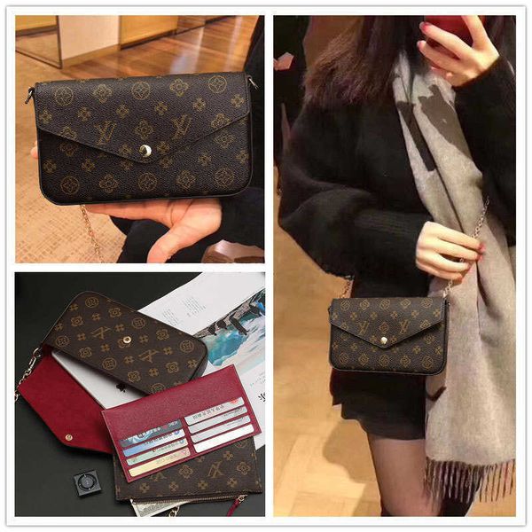 

l family old flower single shoulder bag messenger chain women's bag three piece set in one mahjong small