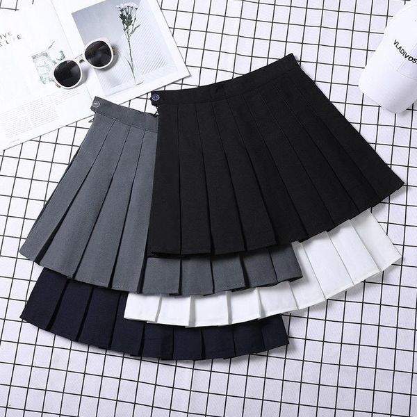

skirts 2021 spring and summer female students high waist versatile loose thin button pleated skirt short, Black