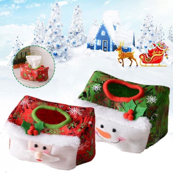 

tissue boxes & napkins christmas box set santa square paper-mache cover