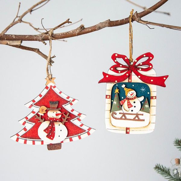 

christmas decorations home decor colorful wooden ornaments pendant tree decoration bauble year hang craft gifts