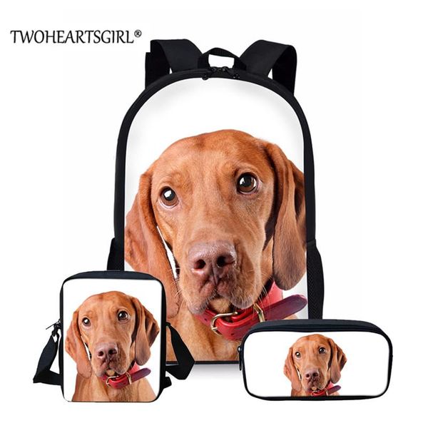 

backpack twoheartsgirl vizsla dog print 3pcs/set for boys girls unique teenager student school bagpack children kids rucksack