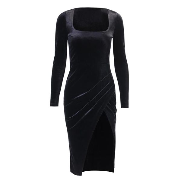 

casual dresses women's dress long sleeve square neck split for party vacation travelling dating shopping, Black;gray