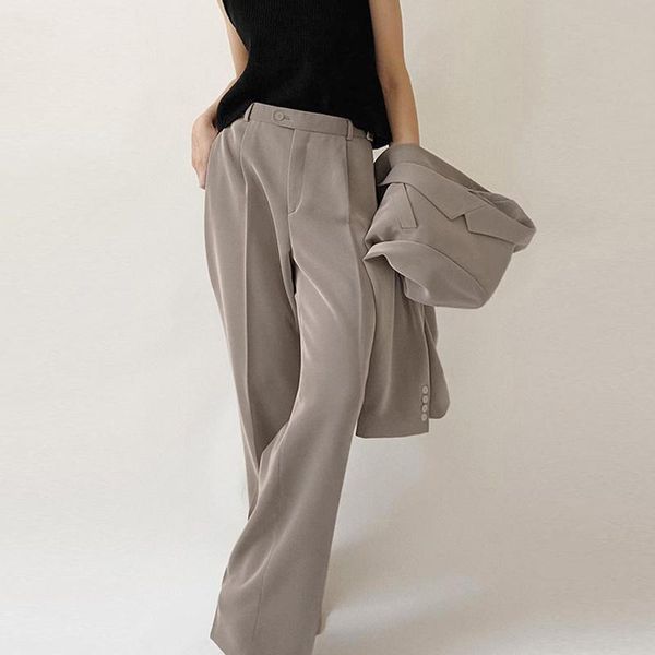 

women's pants & capris 2021 autumn trousers casual white temperament european beauty high waist loose drape commuting wide-leg, Black;white