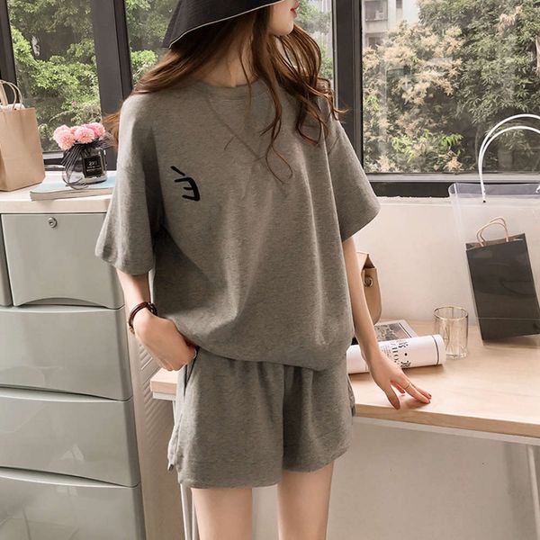 

women's t-shirt t shirt hoodie college style sports suit summer loose korean age reduction net red leisure two piece set fashion 6bmh, White