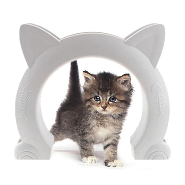

1pcs cute pet door plastic hole no flap cat head shape easy install dog for products solid color carriers,crates & houses