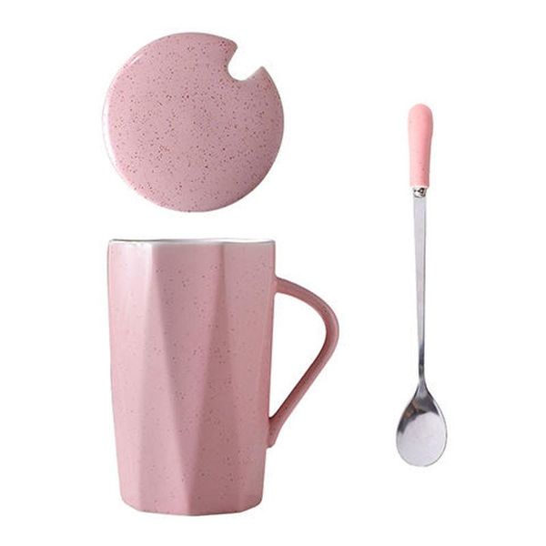 

mugs creative ceramic cup with lid spoon coffee lovers household water simple mark tumbler