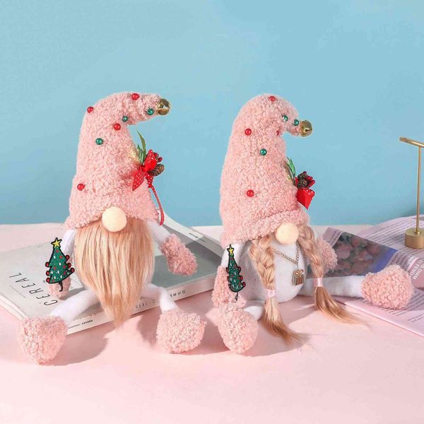 

christmas decorations pink faceless doll rudolph santa claus gifts