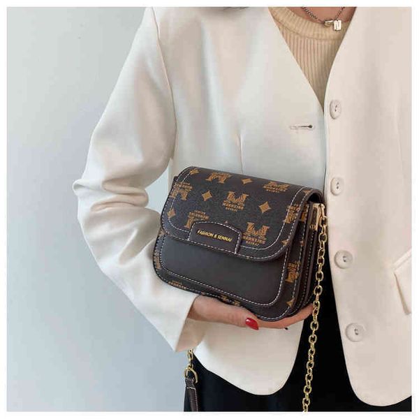 

bag women's new fashion bag style texture printed small square pu chain messenger purses sale