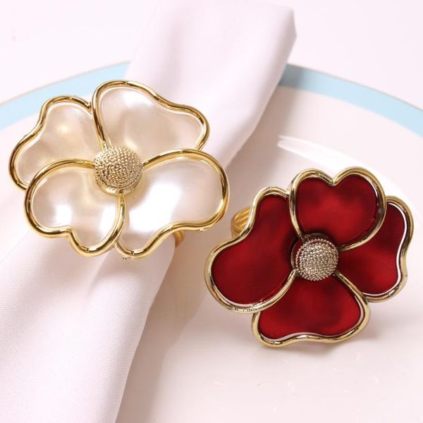 

napkin rings 12pcs electroplating pearl color lotus leaf button ring paper towel