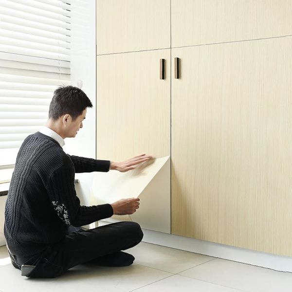 

window stickers retro wood grain film self adhesive wallpaper furniture renovation cupboard waterproof 3d wall sticker