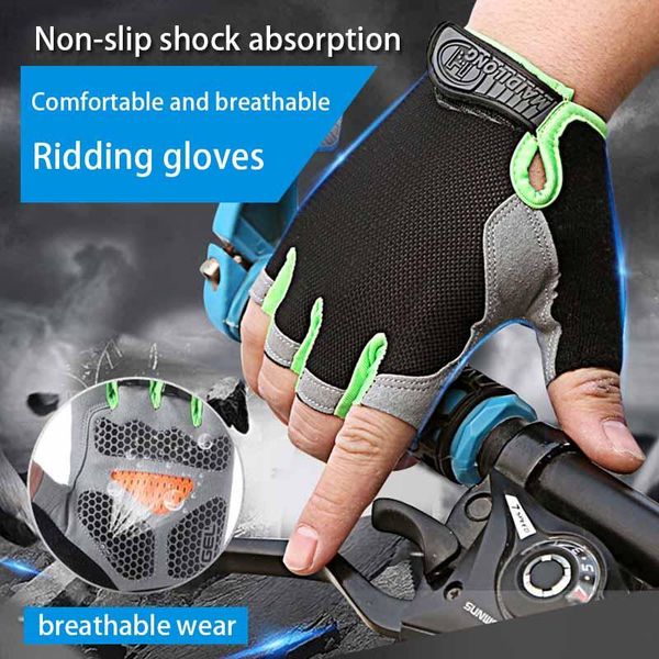 

pair anti-slip breathable half finger gloves bike bicycle motorcycle gym fitness outdoor cycling hiking hand protect wear, Black