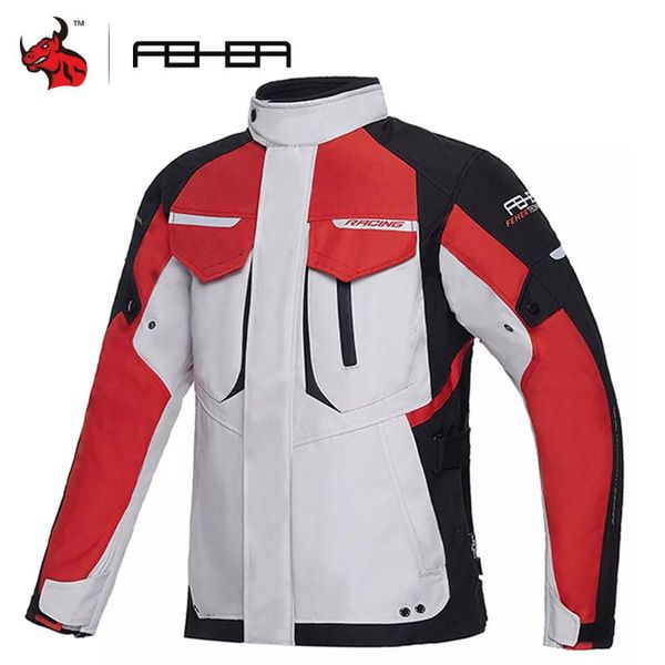 

motorcycle apparel feher red jacket man motocross waterproof racer motorbike biker moto protection with removeable linner