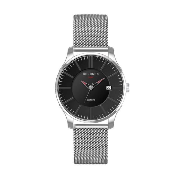 

wristwatches chronos men fashion causal business watch stainless steel wristwatch male clock timepiece relogio masculino ch44, Slivery;brown
