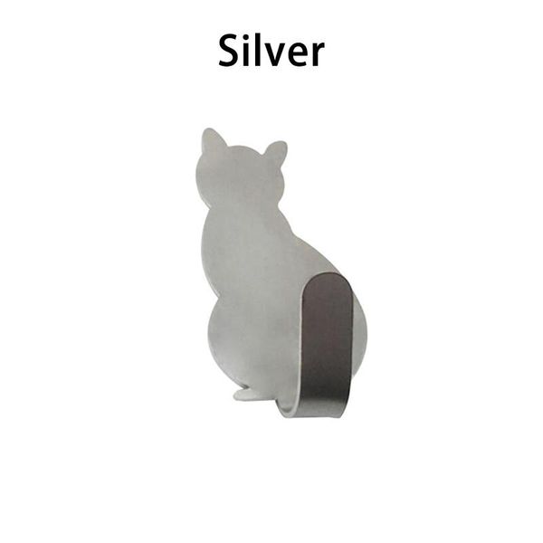 

2pcs home decorative hooks cat pattern storage holder for bathroom kitchen hanger stick on wall hanging door clothes towel racks & rails