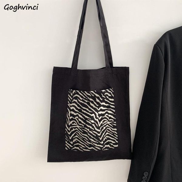 

women shoulder bags zebra pockets patchwork canvas pouch big capacity students daily all-match satchel ins korean-style handbags cross body
