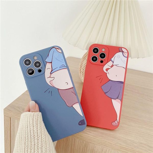 

cell phone pouches cute couple fat boy girl case for 12 11 pro max 7 8 plus x xs matte soft tpu silicon back cover coque funda