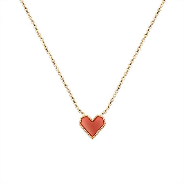 

pendant necklaces 2021 fashion red color heart collar luxury thick stainless steel chain for women accessories boho jewelry, Silver