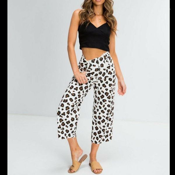 

leopard print palazzo pants women wide leg high waist loose trousers 2021 summer womens long women's & capris, Black;white