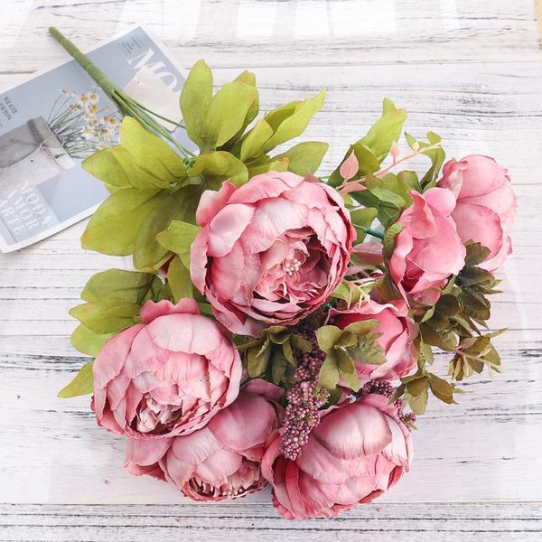 

decorative flowers & wreaths retro big artificial peony flower european silk fake wedding party home living decor room wreath bouquet scrapb