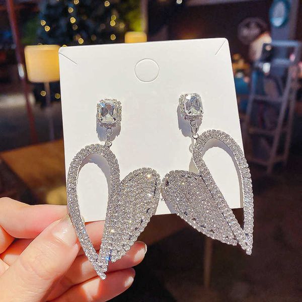 

925 silver needle asymmetric love full diamond earrings south designer east gate personality design net red earrings female