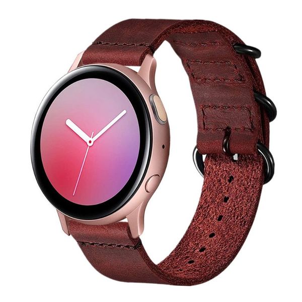 

watch bands 20mm 22mm fashion leather three ring clasp strap for samsung galaxy 3 band 41mm 45mm 46mm 42mm active 2 bracelet belt, Black;brown