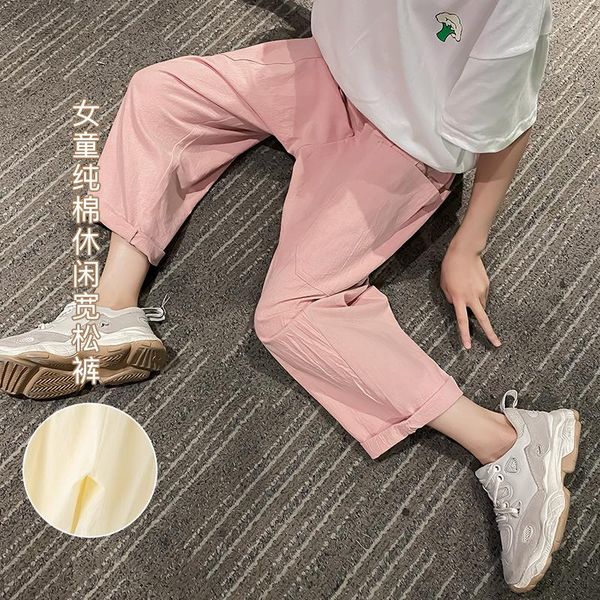 

trousers children pants 2021 summer cuhk children's han edition brim slacks tide girls a undertakes to 7 minutes of, Blue