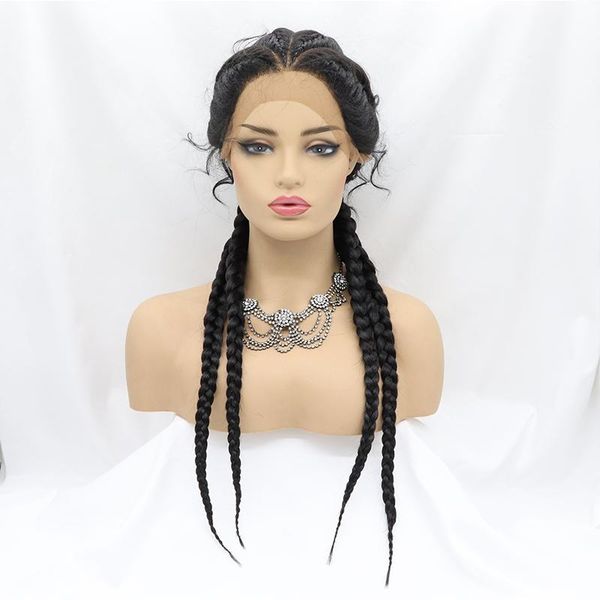 

synthetic wigs braided lace front curly blonde crochet braids black red brown glueless cornrow braiding hair knotless briaid wig for women