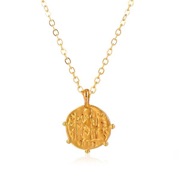 

chains vintage metal round pendant necklace medal constellation clavicle chain fashion sweater women's, Silver