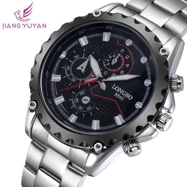 

wristwatches longbo men fashion luxury stainless steel big dial waterproof quartz wrist watch,qualiry watches 8840, Slivery;brown