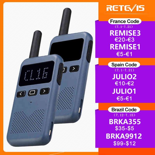 Walkie Talkie Mini Retevis USB Tipo C Telefone RB619 PMR 446 Walkie-Talkies 1 ou 2 pcs Two-Way Radio Portable Radio PTT Hotel