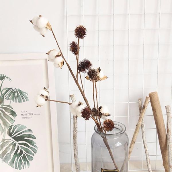

natural cotton fake flowers stems fruit branches farmhouse rustic style vase display filler floral wedding party decorations decorative & wr